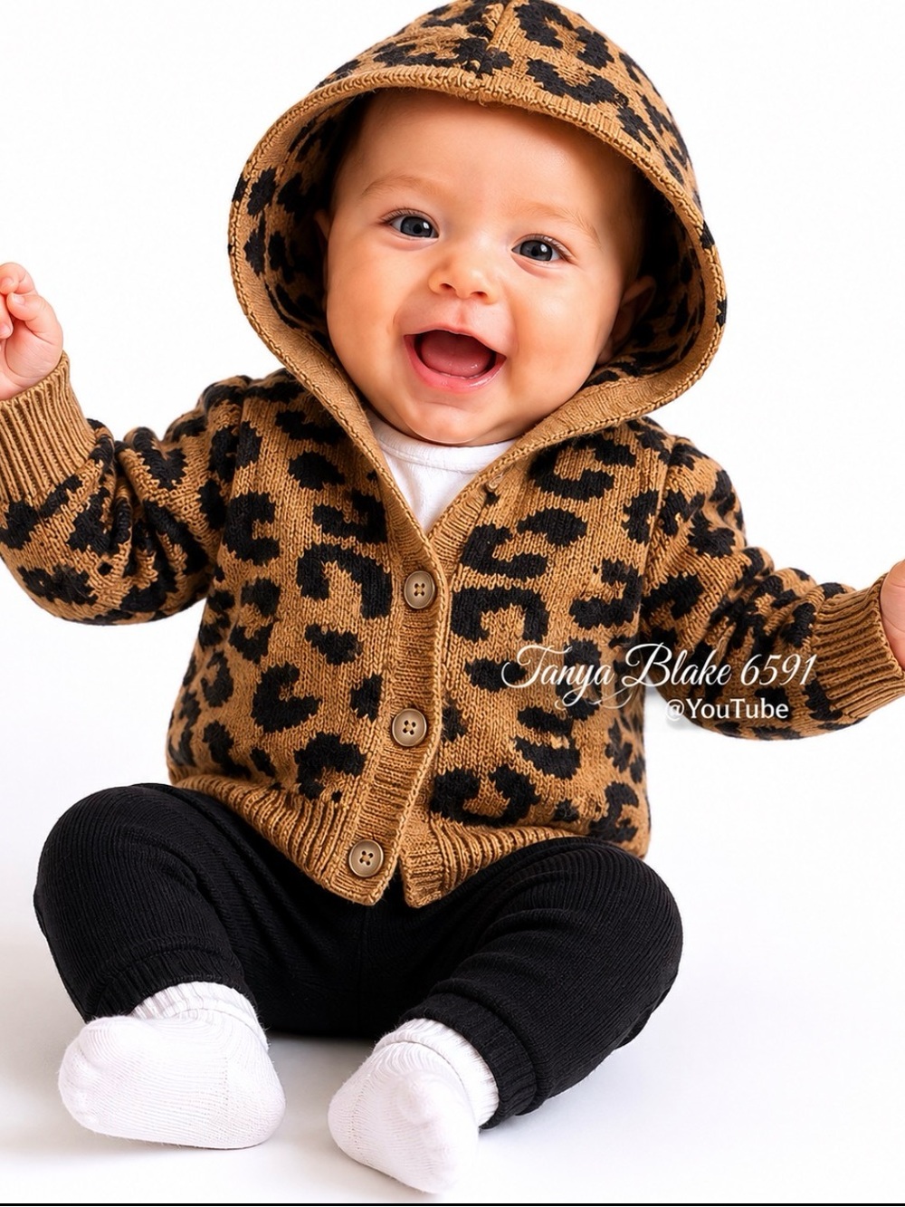 Old Navy Brown & Black Leopard Hooded Baby Cardigan